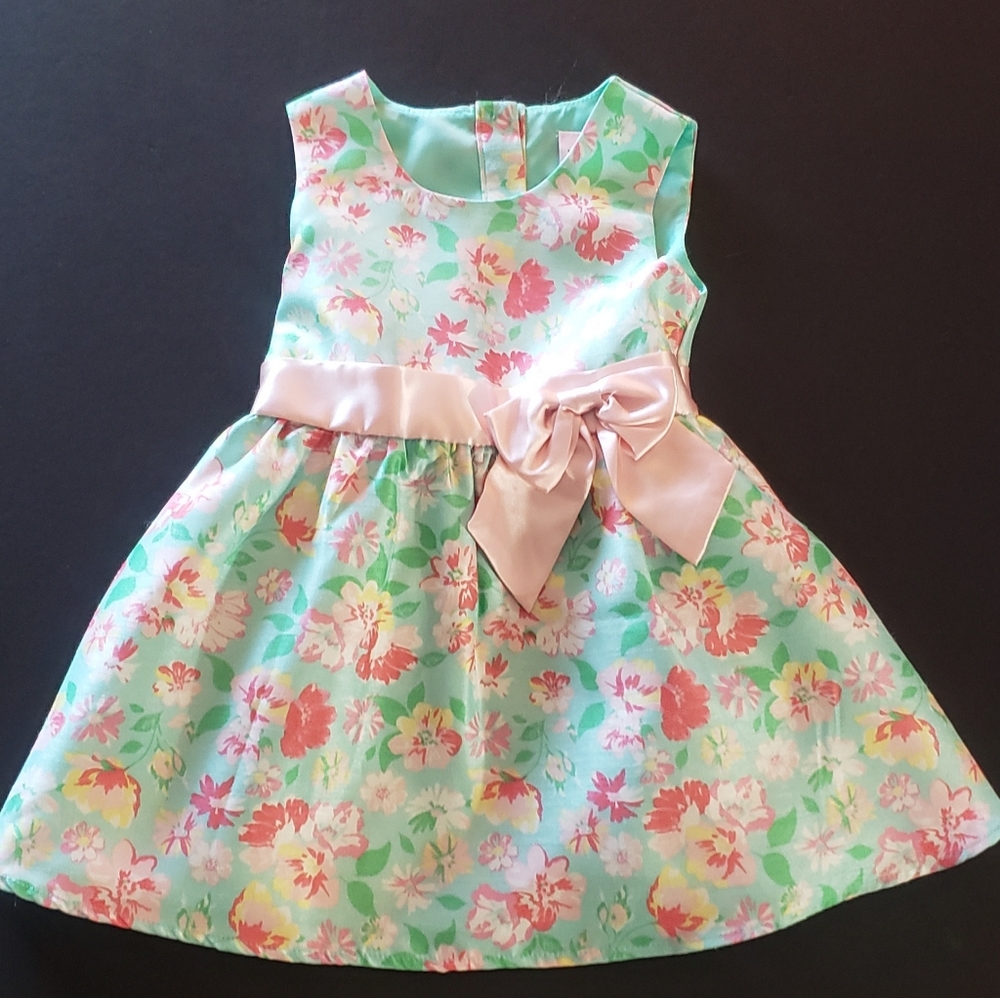 Little Lass Baby Toddler Girl Spring Easter Dress with Bow Tie Size 12M